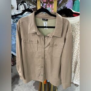 Very J Tan Button-Up Jacket
